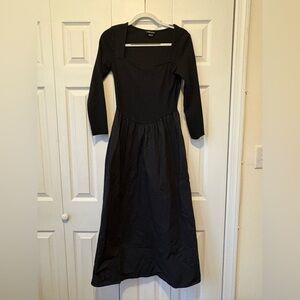 Urban Revivo Square Neck Black Dress